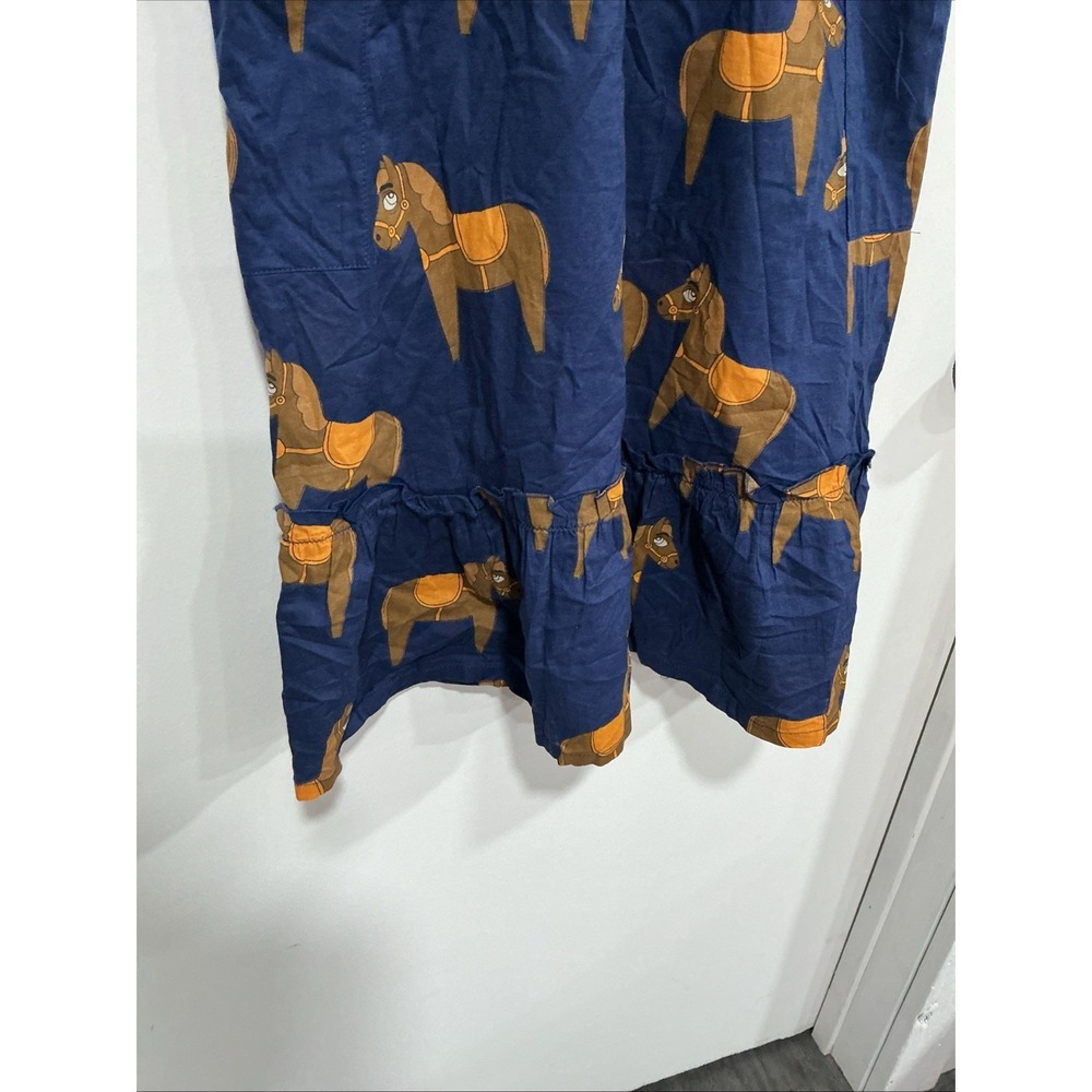 Mini Rodini Sleeveless Dress, Blue, Horse, Girls, 7-9 Or 128/134, Organic Cotton - Picture 4 of 11